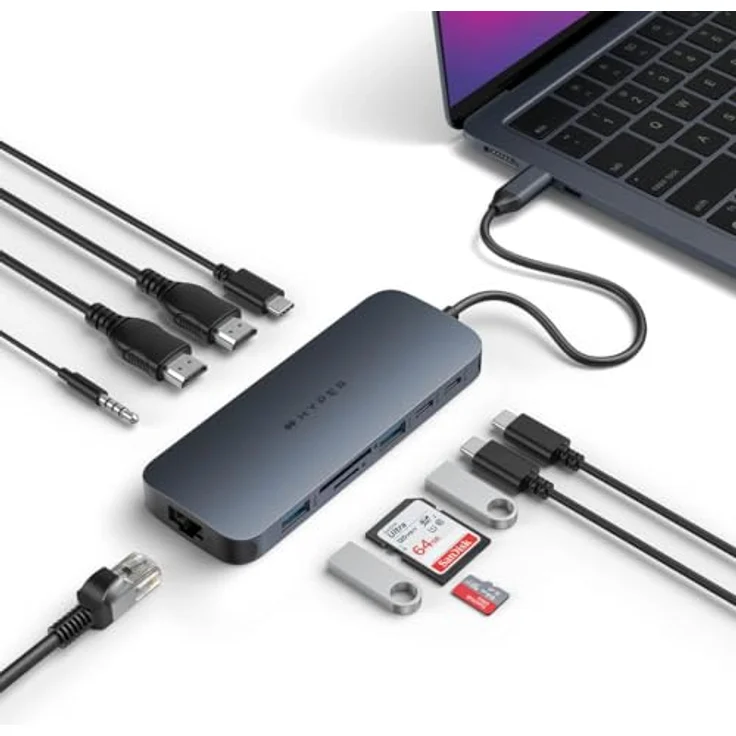 Targus Hyper HyperDrive EcoSmart Gen.2 Dual HDMI USB-C 11-in-1 Hub in Midnight Blue - Duale erweiterte 4K60Hz-Monitorunterstützung, 10 Gbit/s USB 3.2, 140 W PD 3.1 – Bild 2