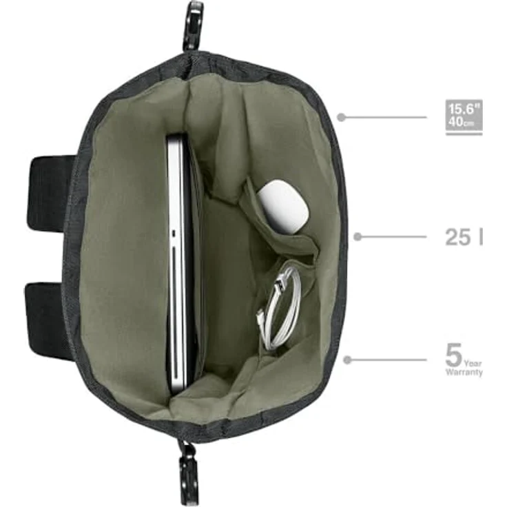 WENGER UrbanOne Roll-Top Backpack, Laptop-Rucksack bis 15,6 Zoll mit Rollverschluss, 25 l, Schwarz, für Damen/Herren, Büro und Uni – Bild 3