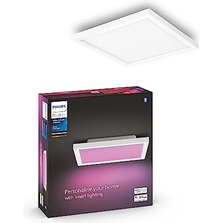 Philips Hue White & Color Ambiance Surimu Panel, 30x30 cm, dimmbar, bis zu 16 Mio. Farben, steuerbar via App, kompatibel mit Amazon Alexa (Echo, Echo Dot)