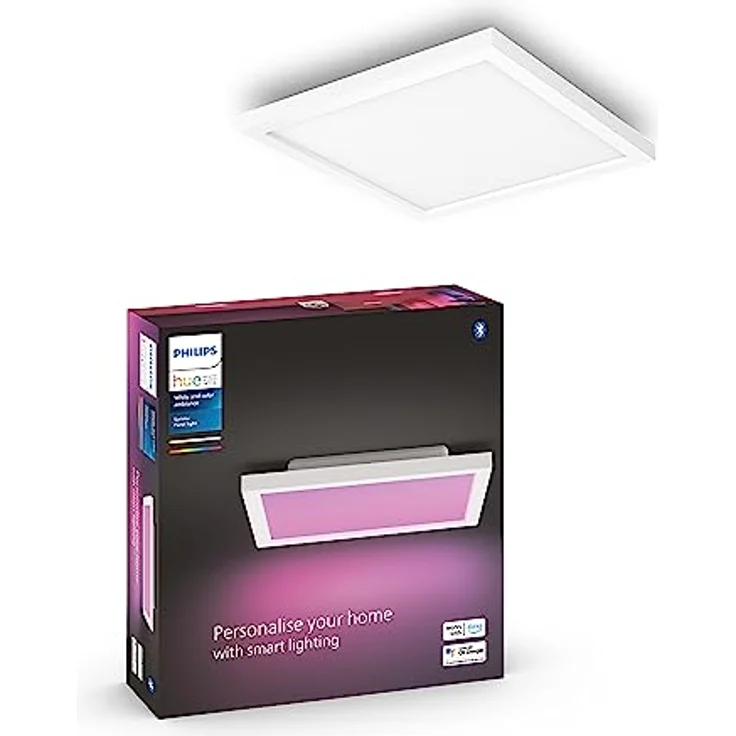 Philips Hue White & Color Ambiance Surimu Panel, 30x30 cm, dimmbar, bis zu 16 Mio. Farben, steuerbar via App, kompatibel mit Amazon Alexa (Echo, Echo Dot) – Bild 1