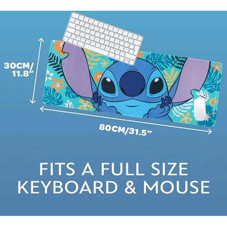 Paladone Stitch Schreibtischunterlage, offizielles Disney-Lizenzprodukt, rutschfestes Gummi-Mauspad, lebendiges Lilo & Stitch-Design, groß (80 cm x 30 cm), blau – Bild 2