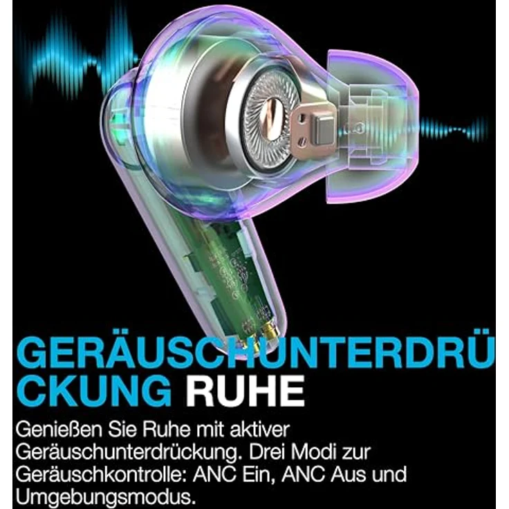 JLab Go Pods ANC, In-Ear Bluetooth Kopfhörer TWS mit 26 h Laufzeit, IP55, lila – Bild 4