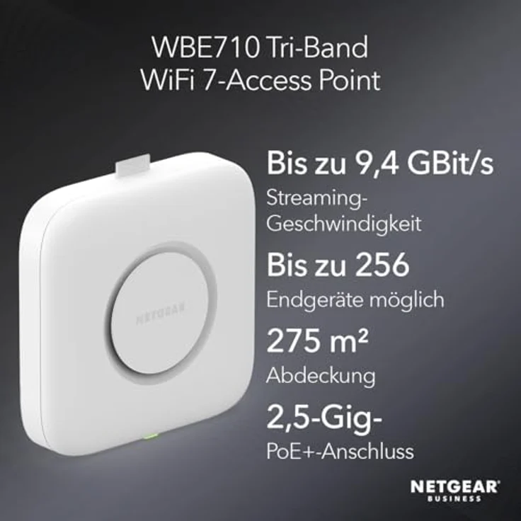 Netgear Cloud Managed Wireless Multi-Gig-Access Point (WBE710) - WiFi 7 Tri-Band-BE9400-Geschwindigkeit | Mesh | 802.11be | PoE+ – Bild 2