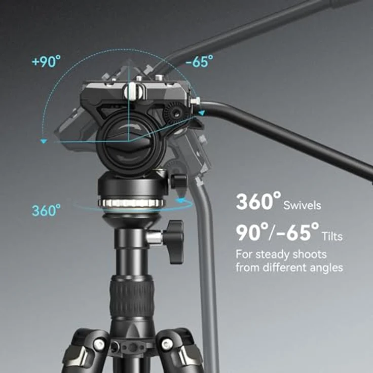 SmallRig CT210 Videostativ mit Dämpfungssystem, 360° schwenkbar, Höhe bis 192 cm, Schwarz – Bild 10