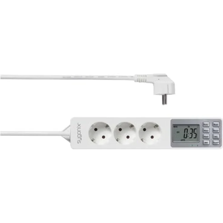 sygonix SY-4675078 Steckdosenleiste mit Schaltuhr 3fach Weiß Schutzkontakt 1 St. - Digitale Wochen-Timer-Funktion, max. 12 Ein-/Ausschalttermine pro Tag – Bild 2