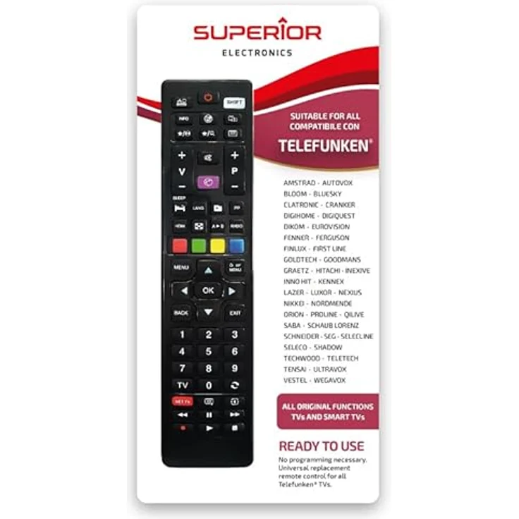 Superior Electronics SUPTRB018 Universal-Ersatzfernbedienung für alle Fernseher und Smart-TVs der Marke „Telefunken & Vestel“ – Bild 5
