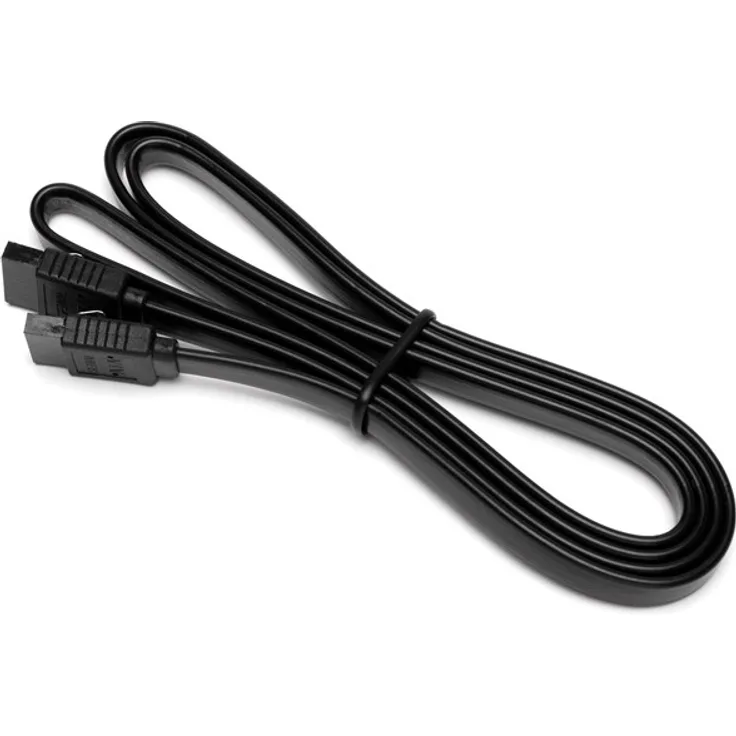 DUTZO SATA-Kabel, 1 m, Schwarz, Sleeved mit Geradem Verbinder, unterstützt SATA-I/II/III