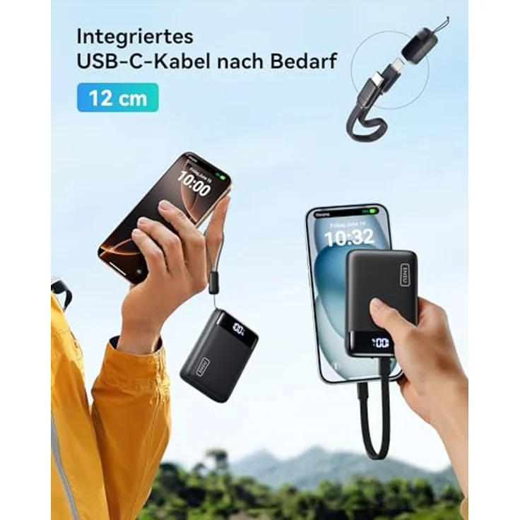 INIU Power Bank 20000mAh, kompakte 22,5W Schnelllade-Powerbank mit USB-C In & Out, PD3.0 QC4.0, kompatibel mit iPhone 16/15/14/13 Pro Max und Samsung S24, inkl. Taschenformat & Taschenlampe – Bild 3
