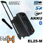 E-Lektron EL25-M 500W Mobile PA Soundanlage Akku-MP3-USB-Bluetooth inkl. Funkmikrofon Soundsystem, schwarz