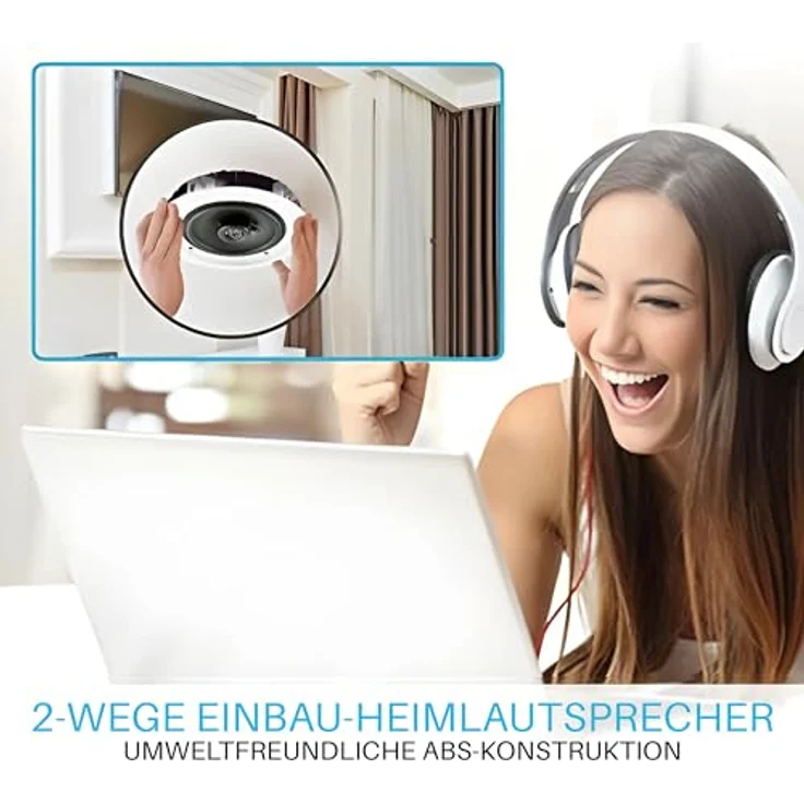 Pyle Paar 8" Bluetooth Unterputzmontage Lautsprechersystem, 2-Wege mit Polypropylen Kegel und Polymer Hochtöner, 250 Watt Stereo Sound – Bild 2
