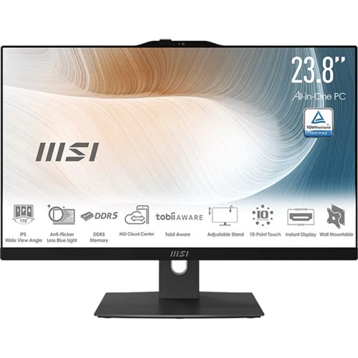 MSI Modern AM242P 1M 2088XEU, All-in-One-PC mit Intel Core i5, 16 GB RAM, 512 GB SSD, 23.8 Zoll Full HD Monitor, Schwarz