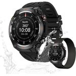Valdus Herren's 1ATM Wasserdicht 650mAh Akku Fitness-Tracker Telefonfunktion Smartwatch (3,6 cm/1,4 Zoll, Android/iOS), mit austauschbarem weichem Mesharmband, mit GPS, Herzfrequenz-, Blutdruck- & SPO2-Sensoren - Schwarz