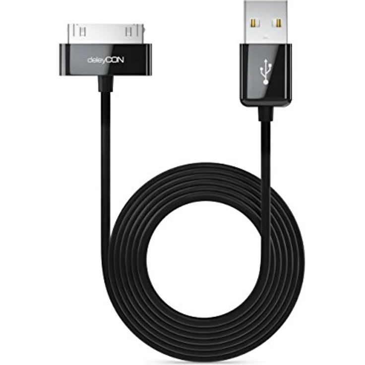 deleyCON 30-Pin USB Kabel, 0,5m Dock Connector Ladekabel für iPhone 4s/4/3Gs/3G, iPad, iPod - Schwarz – Bild 4