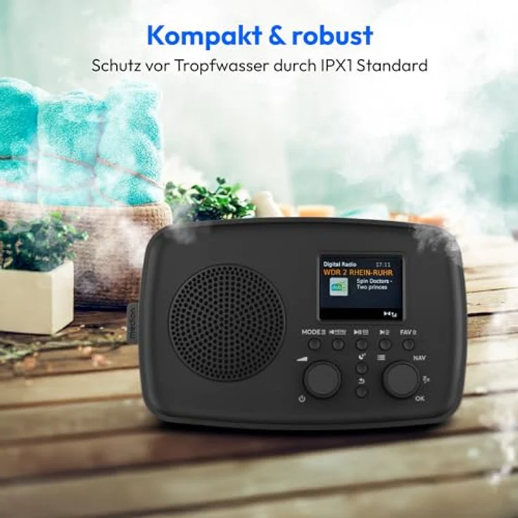MEDION DAB Plus Radio DRE-1, DAB+ und UKW, Bluetooth 5.3, Radiowecker mit Tropfwasserschutz, Teleskopantenne, Schlummerfunktion, ASA-Notfallwarnsystem, schwarz – Bild 6