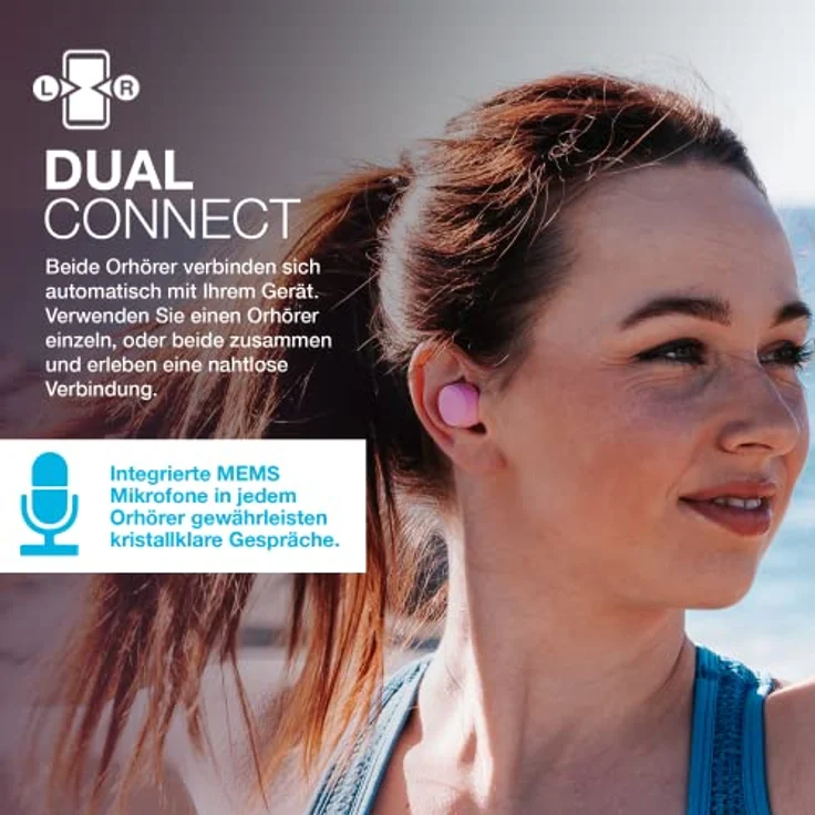 JLab Go Air Pop In Ear Kopfhörer Bluetooth Kabellos, True Wireless Kopfhörer mit Mikrofon, 32+ Stunden Headphones, Ohrhörer Kabellose, Earbuds mit USB Ladebox, Dual Connect, EQ3 Sound, Rosa – Bild 3