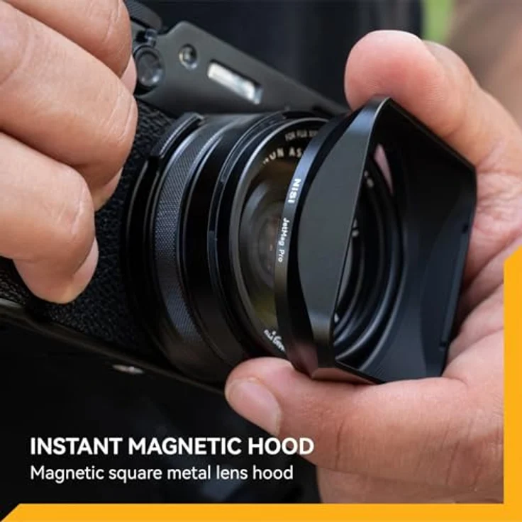 NiSi JetMag Pro Magnetfilter Kit für Fuji FUJIFILM X100VI / X100V / X100T / X100S / X100F / X100, inkl. NC UV Filter 49mm, magnetische Rechteck-Streulichtblende, magnetischer Objektivdeckel, Schwarz – Bild 3