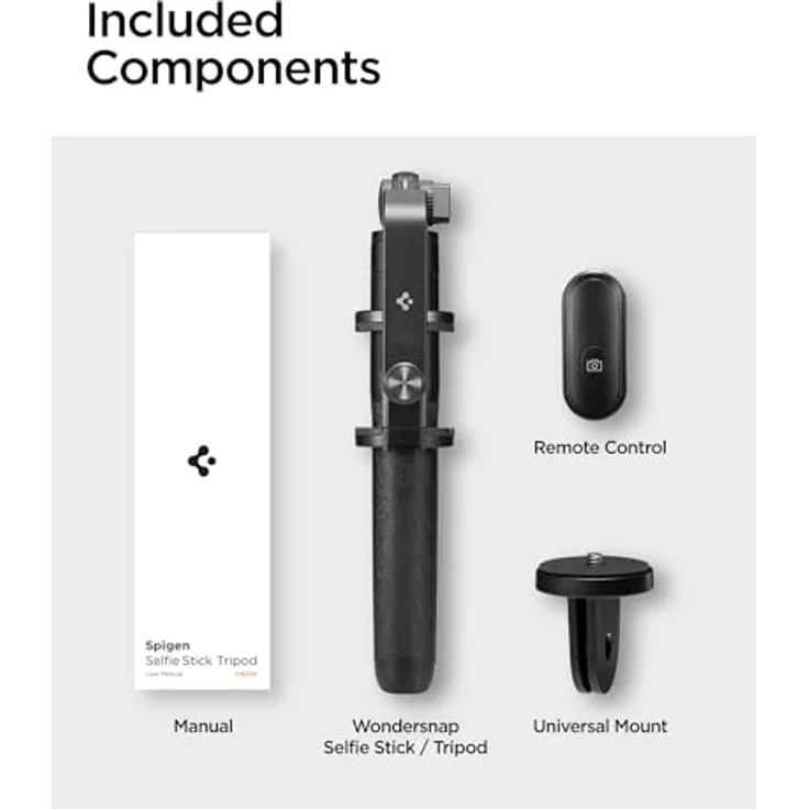 Spigen S560W, Bluetooth Selfie Stick Tripod mit 190° beweglichem Kopf, 360° drehbarem Griff, Schwarz – Bild 7