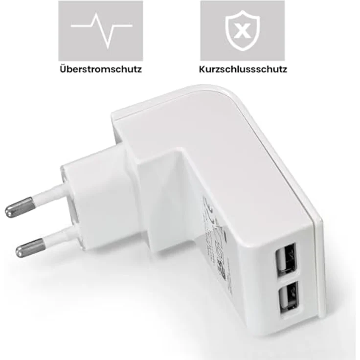 JB Connect 2-Port Ladegerät USB-A, universelles Netzteil mit 10,5 W Leistung, Platzsparender Winkelstecker, weiß – Bild 5