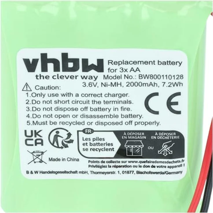 vhbw NiMH Universal Akku Akkupack 2000mAh 3.6V 3x AA – Bild 6