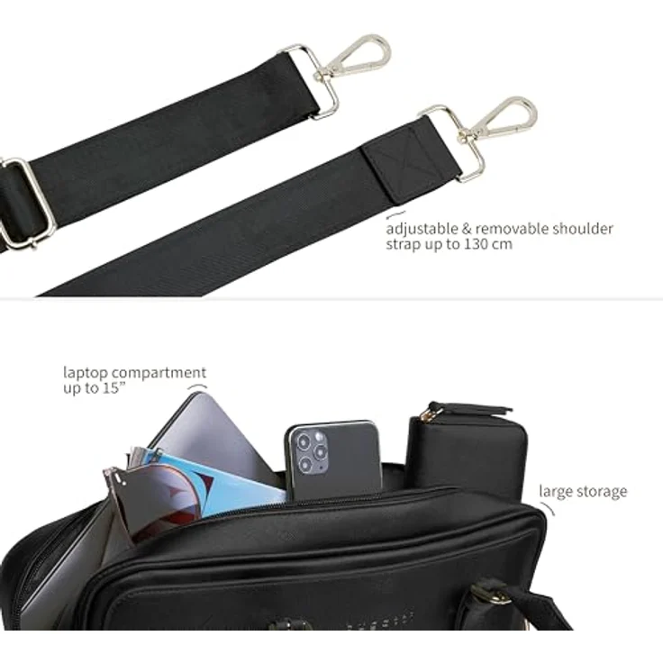 bugatti Ella Aktentasche 37 cm mit Laptopfach, schwarz, 100% Polyurethan – Bild 7
