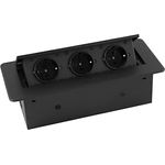 MC POWER Tisch-Einbausteckdose TS-03S 3-Fach Steckdose schwarz mit 1,8m Kabel, 267x120x68mm
