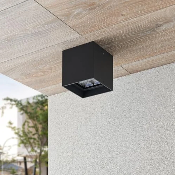 Lindby LED Deckenleuchten 'Eveta' (Modern) in Schwarz aus Aluminium (1 flammig) - Außenleuchte für Garten, Terasse, Balkon & Haus, LED-Deckenleuchte mit IP65 Schutzart – Bild 4