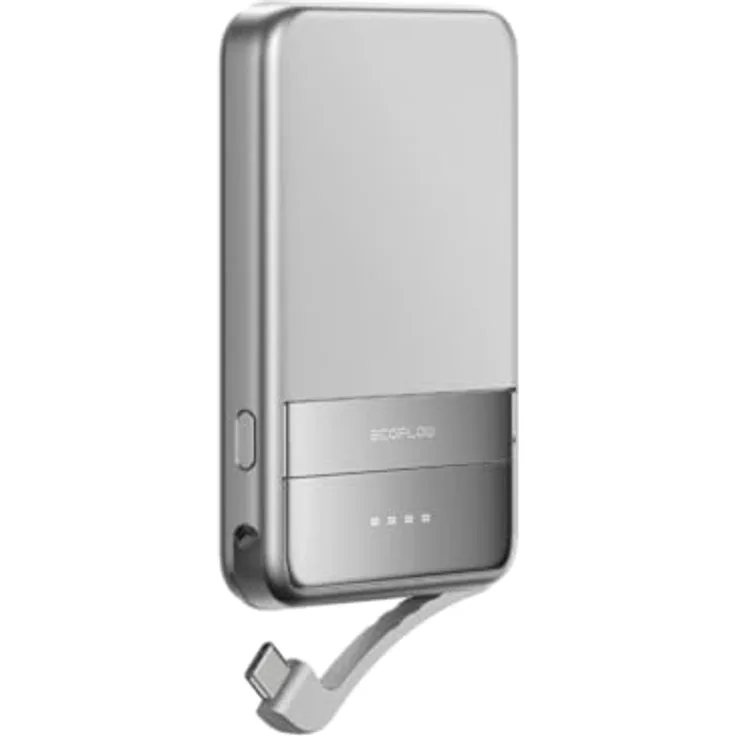 EcoFlow Powerbank RAPID 5000 Silver, kabelloses Laden, integriertes USB-C-Kabel