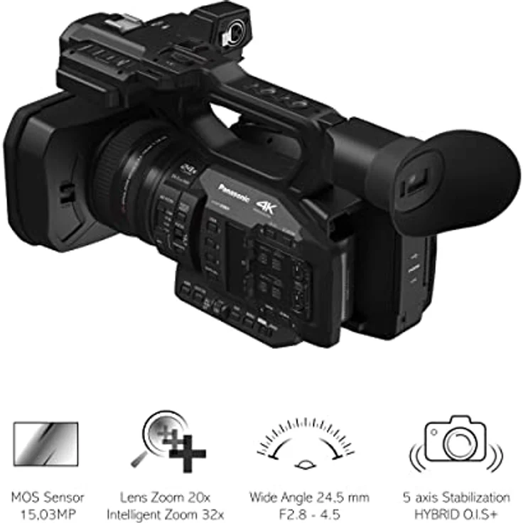 Panasonic HC-X2E, 4K 50p/60p Profi-Camcorder mit 20x optischem Zoom, Schwarz – Bild 2