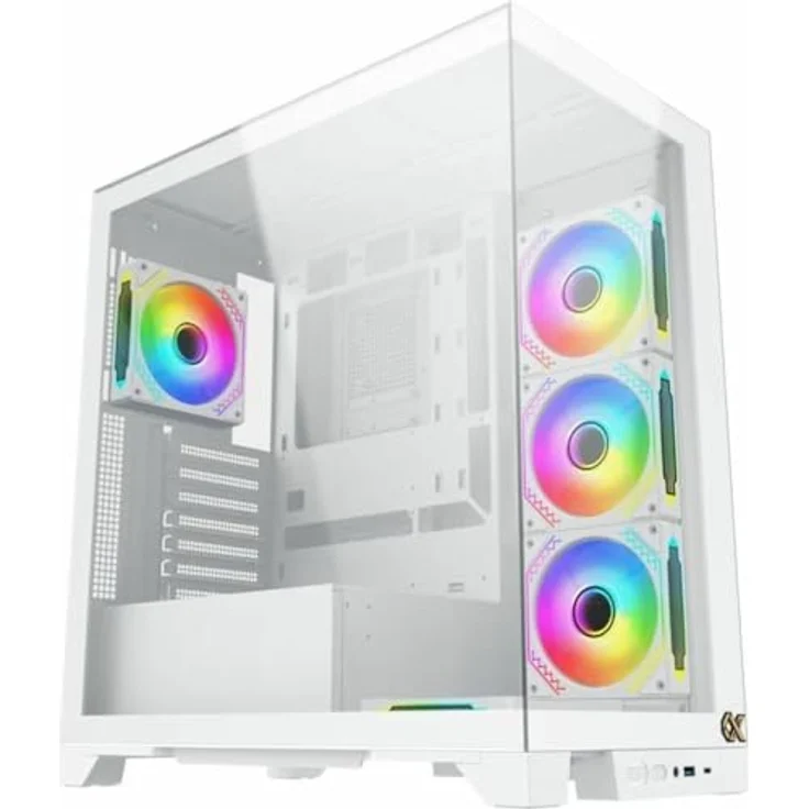 XIGMATEK Endorphin Ultra Arctic (EN41334), Mid-Tower PC-Gehäuse für ATX/Micro-ATX/Mini-ITX, weiß, 5 x 120 mm A-RGB-Lüfter, USB Typ-C, gehärtetes Glas – Bild 2