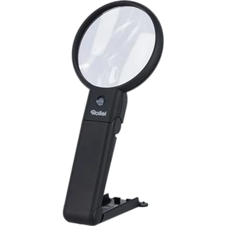ROLLEI Handlupe mit LED-Licht und Standfuß, 2-fach und 4.5-fach Vergrößerung, Transparent/Schwarz – Bild 3