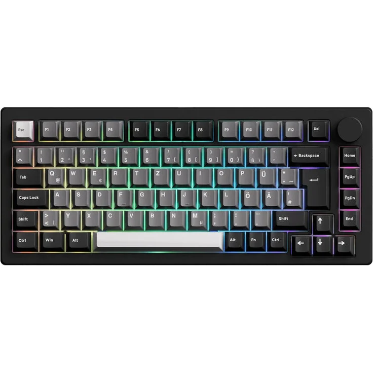 AKKO MonsGeek M1 V5 VIA Gaming Tastatur, 75%, RGB, ISO-DE/UK/Nordisches Layout - Schwarz / Silber, Rosewood Switches – Bild 2