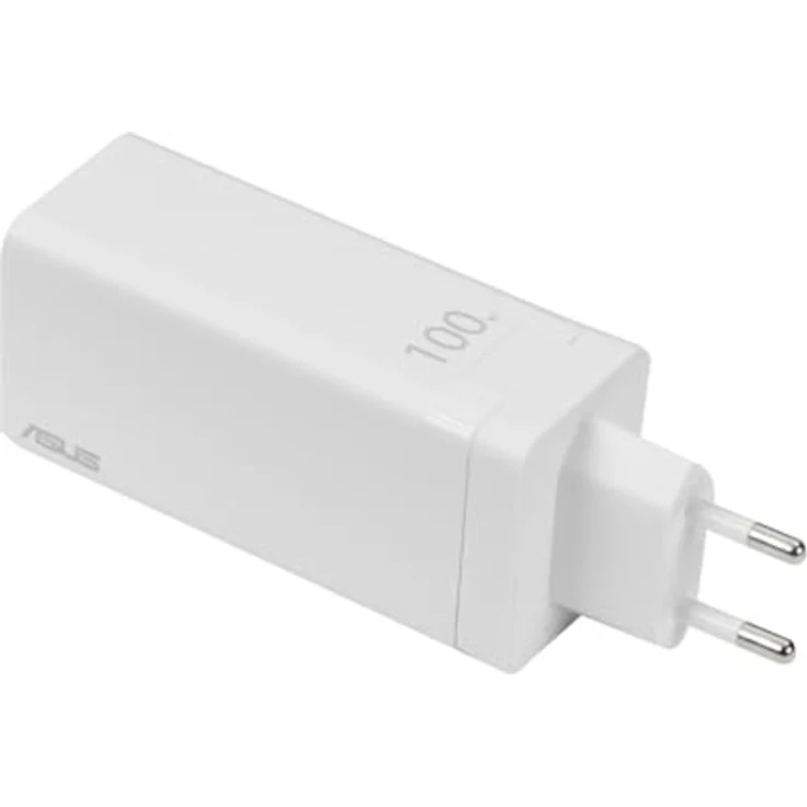 ASUS 90XB07IN-BPW010, 100 W Notebook Netzteil mit Galliumnitrid-Technologie, Weiss, 3-Port Ladegerät für USB Type-C und Type-A – Bild 3