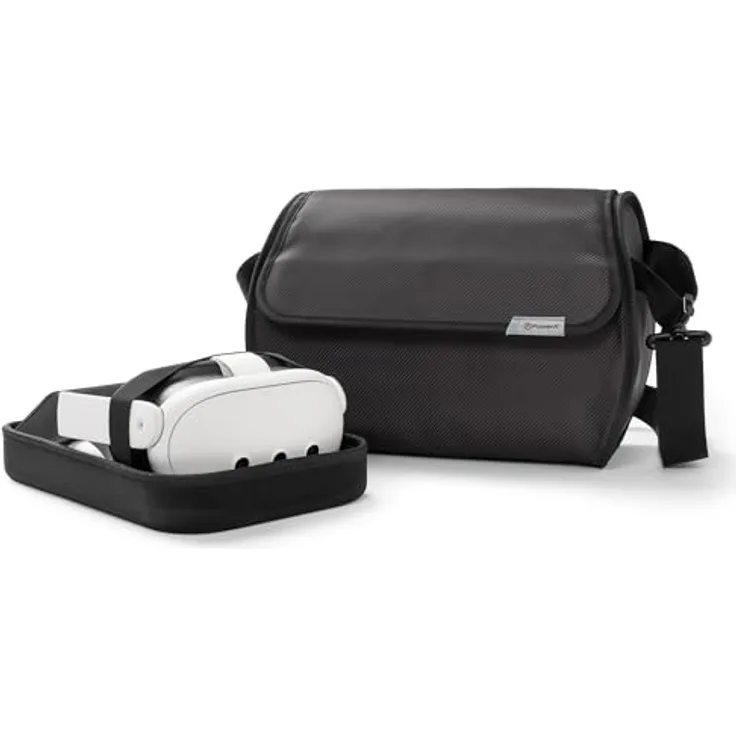 PowerA Carrying & Cleaning Kit für Meta Quest 3, Reisetasche mit gepolstertem Fach, Mikrofasertuch und Pinselstift, Schwarz