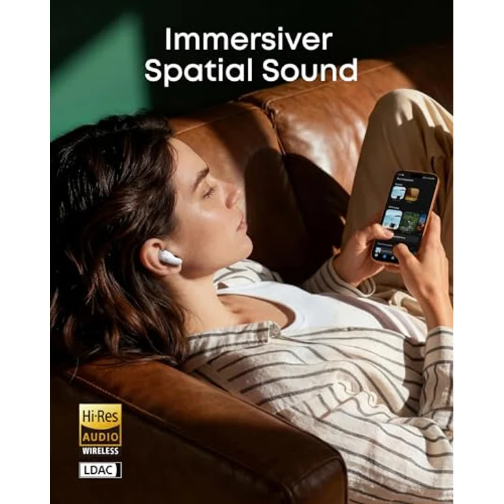 soundcore Liberty Buds, Kabellose Bluetooth Earbuds mit adaptivem Noise Cancelling, Semi-In-Ear-Design, abnehmbare Ohrflügel, KI-Übersetzung, bis zu 30h Wiedergabe – Bild 5