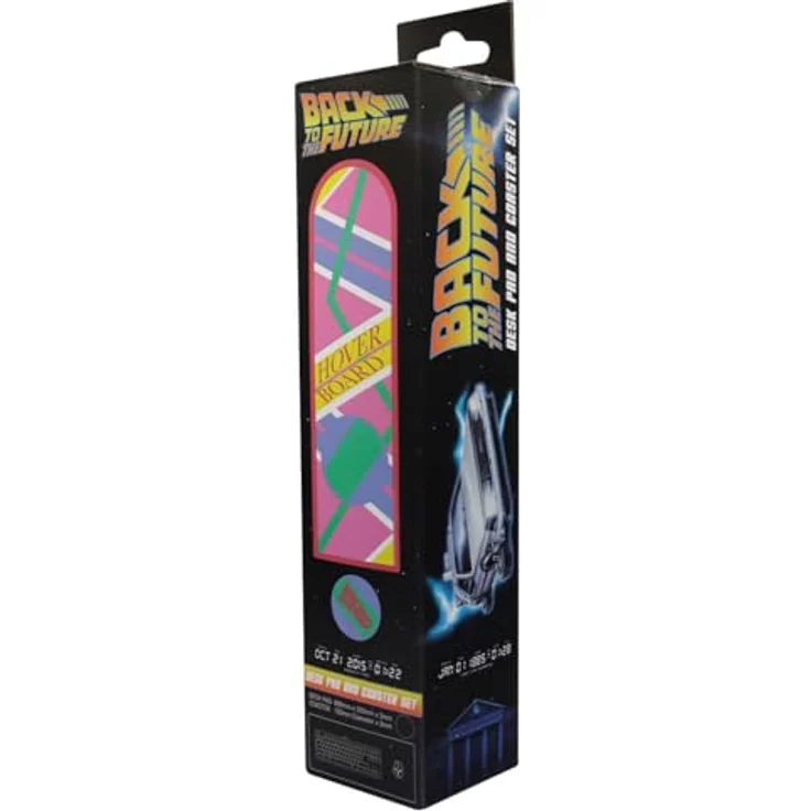 FaNaTtik Back to the Future XL Hoverboard Desk Pad und Coaster Set, 800 x 300mm mit rutschfester Gummibasis und verstärkten Kanten – Bild 5