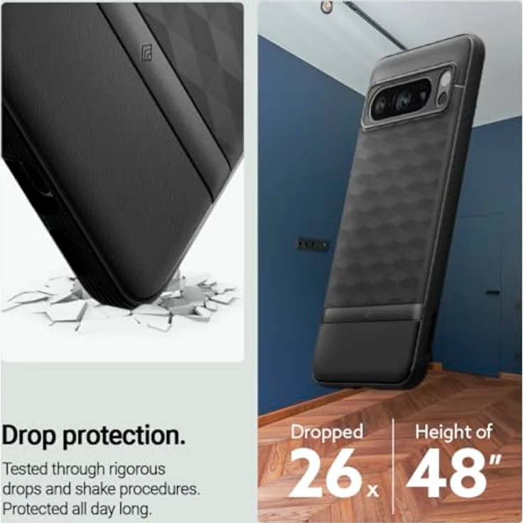 Caseology Parallax für Google Pixel 8 Pro Hülle, [3D Hexa-Würfel Design], Militärstandard Fallschutz - Matt Schwarz – Bild 4