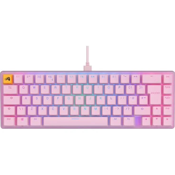 Glorious Gaming GMMK 2 Compact (65%) - Mechanisches Gaming-Keyboard, Aluminiumrahmen, anpassbar, Doubleshot-Kappen, Fox Schalter, tastenweise RGB, Englisch QWERTY Layout - Rosa