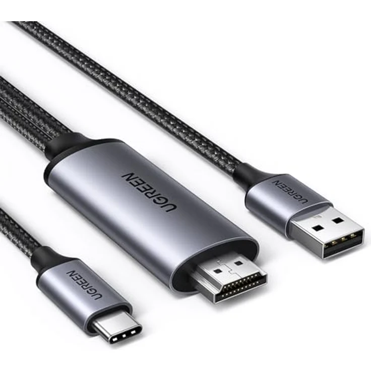 UGREEN HDMI auf USB-C mit USB-A Stromanschluss, Unidirektionales 4K@60Hz Kabel für PS5, PS4, Xbox One X, Laptop, 2 Meter, Plug & Play, HDR, HDCP, Aluminium und Nylon geflochten – Bild 1