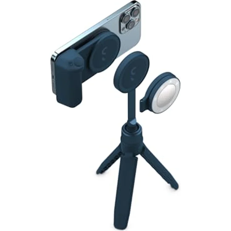 ShiftCam SnapGrip Creator Kit, Smartphone Halterung mit SnapPod und SnapLight, magnetisch, Blau – Bild 1