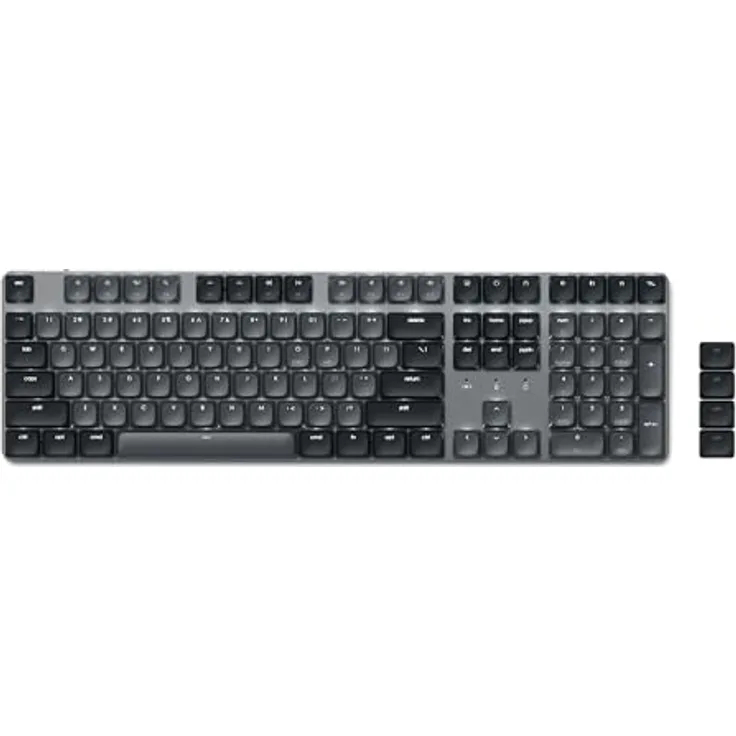 SATECHI SM3 Mechanische Tastatur, 108-Tasten Volltastatur mit weißer LED-Hintergrundbeleuchtung - Dunkelgrau/Grau, Kabelgebunden und Bluetooth-fähig