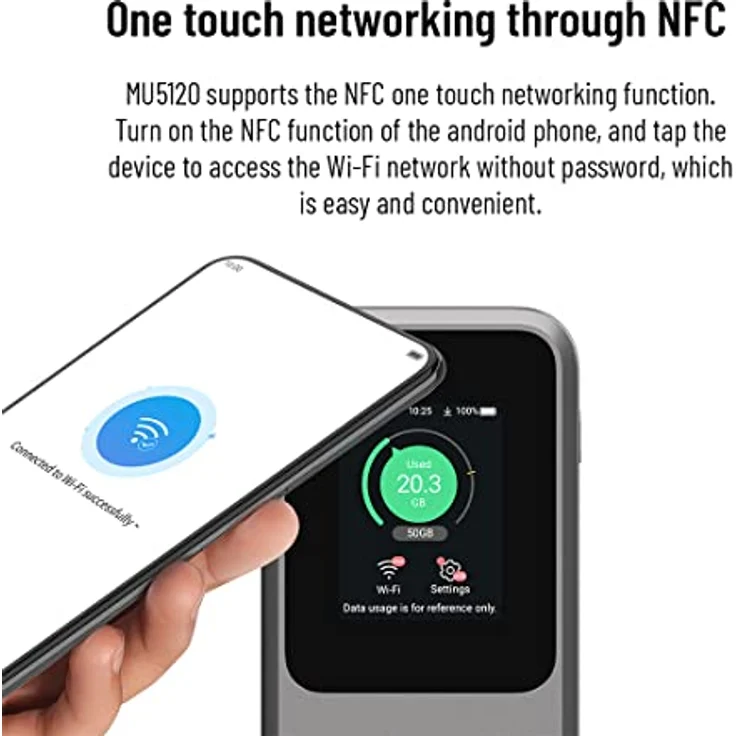 ZTE MU5120 - der leistungsstärkste tragbare 5G WiFi Hotspot, riesiger 1000mAh Akku, 18W Rückladung, NFC, 2,4 Zoll Touchscreen, verbindet 32 Geräte - SIM-Slot Unlocked – Bild 4