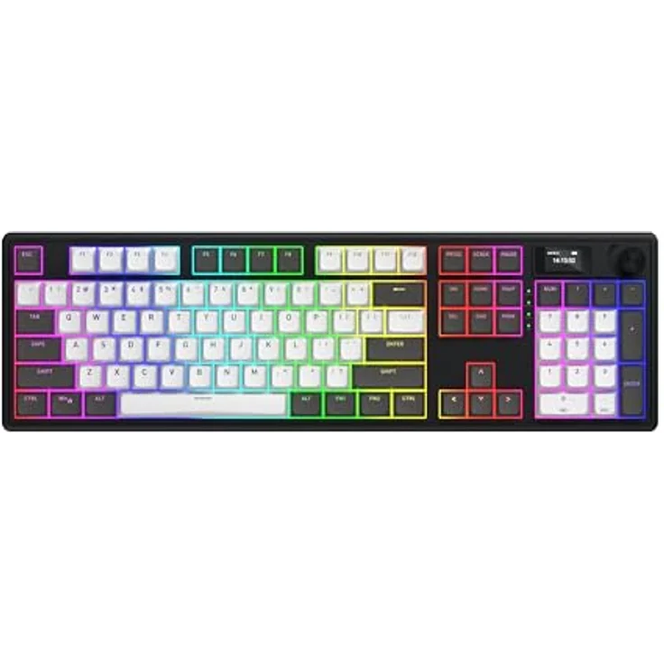 HATOR Skyfall 100 Pro, Wireless Mechanische Gaming-Tastatur mit Silent Mechanical Switches, Hot-Swap, RGB, Gasket-Mount, TFT Screen, PBT, 2.4GHz/Bluetooth/USB-C, US Layout – Bild 1