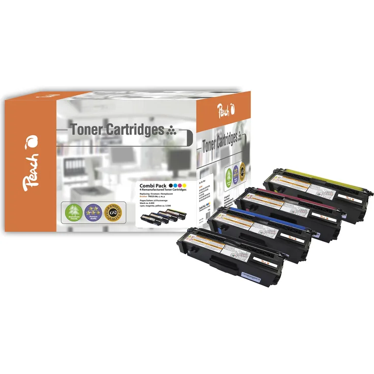 Peach TN-325 Toner, wiederaufbereitet, 4-farbig (M, C, Y, BK) für langlebige Druckergebnisse