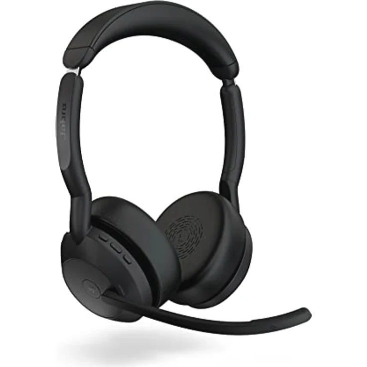 Jabra Evolve2 55 - schnurloses Stereo-Headset mit Ladestation und Jabra Air Comfort - Mikrofone mit Geräuschunterdrückung und ANC - MS Teams zertifiziert, mit anderen Plattformen kompatibel - Schwarz – Bild 3