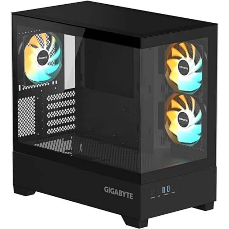 GIGABYTE C201 Panoramic PC-Gehäuse, Mid-Tower, m-ATX, Unterstützung für 360-mm-Radiator, 3 ARGB-Lüfter, USB 3.0, gehärtetes Glas – Bild 2