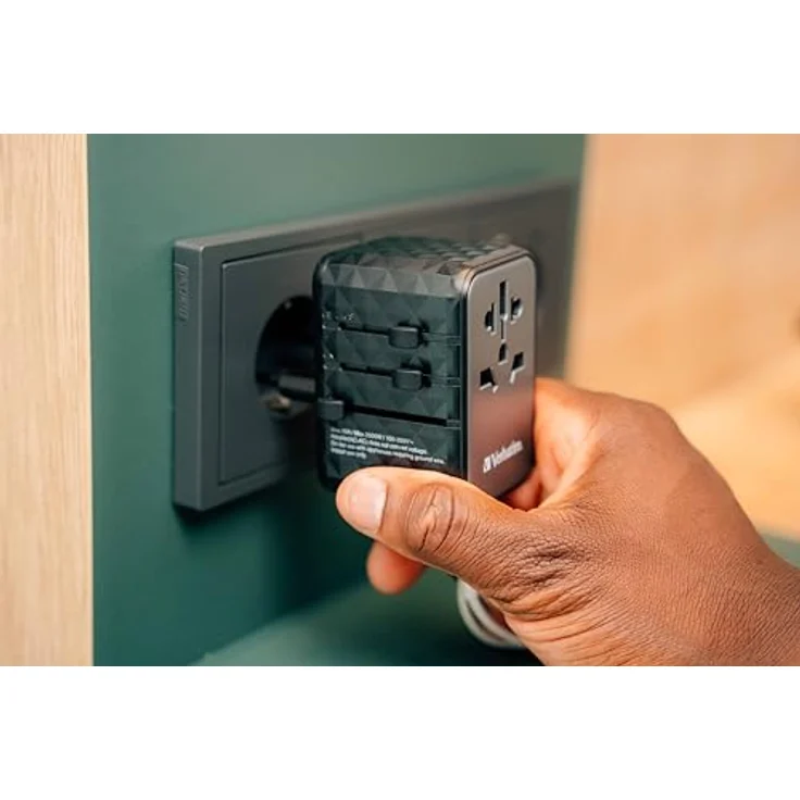 Verbatim UTA-05 Universal Netzstecker-Adapter 65 W, 2x USB-C, 2x USB-A, Schwarz, mit GaN III Technologie und Reiseetui – Bild 6