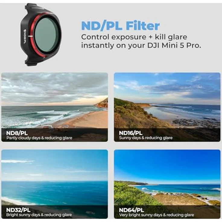 Freewell Mini 5 Pro Filters Mega Kit, 16 professionelle Drohnenfilter für DJI Mini 5 Pro, ND, ND/PL, LPR, Glow Mist, CPL, UV, hochwertiges Glas, Mehrfarbig – Bild 3