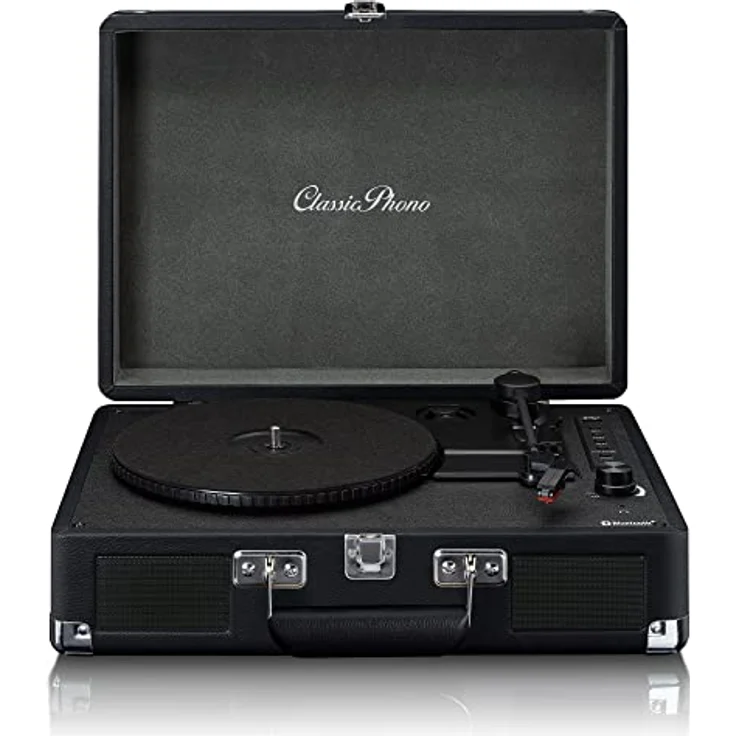 Classic Phono TT-115 Plattenspieler - Kofferplattenspieler - Bluetooth - USB - 3 Geschwindigkeiten - Direktaufnahme auf USB ohne PC - Riemenantrieb - schwarz – Bild 1