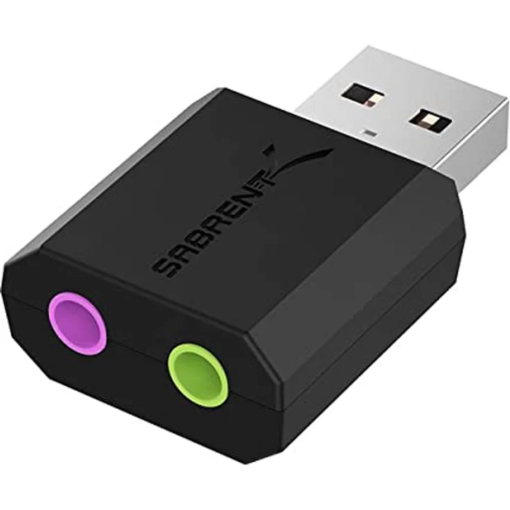 SABRENT USB auf kopfhörer | USB auf Klinke 3,5 mm | 3D Stereo USB Externe Soundkarte | Kopfhörer auf Klinke | Audio zu USB Adapter | USB soundkart konverter, for PS4, PS5, Windows und Mac (AU-MMSA) – Bild 1