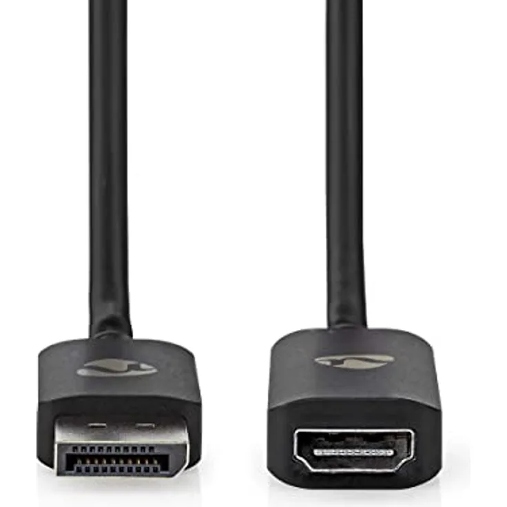 NEDIS Displayport-Adapter - DisplayPort Stecker - HDMI Ausgang - 8K@30Hz - Vernickelt - Gerade - 0.20 m - Rund - TPE - PVC - Schwarz - Umschlag